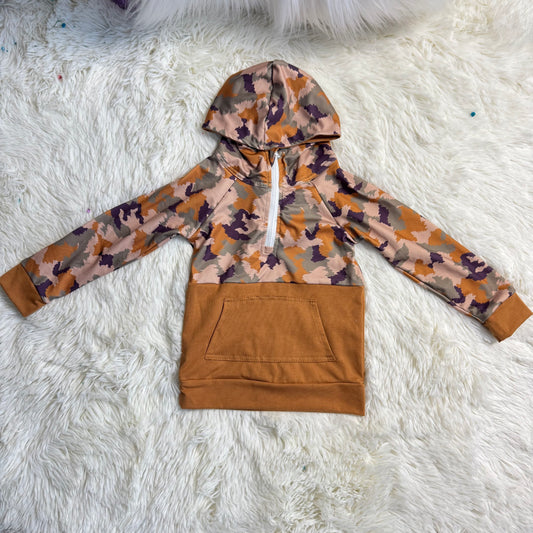 12.29 RST BT0912 Baby Boys Southern Brown Camo Pocket Zipper Hooded Top