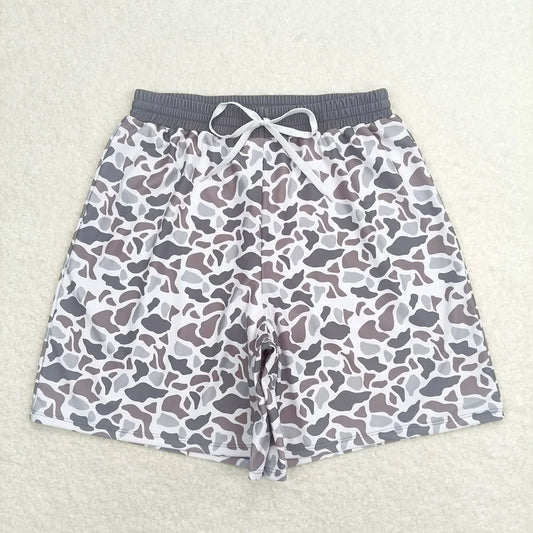 USA Warehouse (IN STOCK) S0403 Adult Man Grey Camo Bottom Trunk Drawstrings Shorts Swimwear
