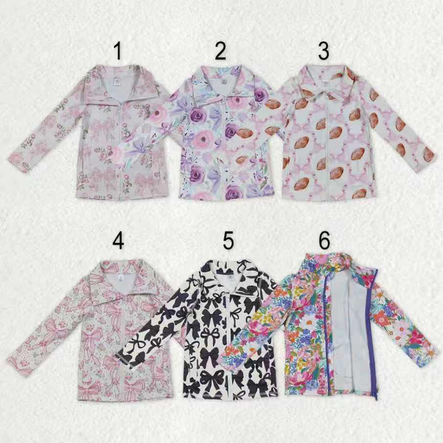 12.3 RST Sibling Baby Girls Flowers Bows Pockets Zipper Yoga Active Jackets Top