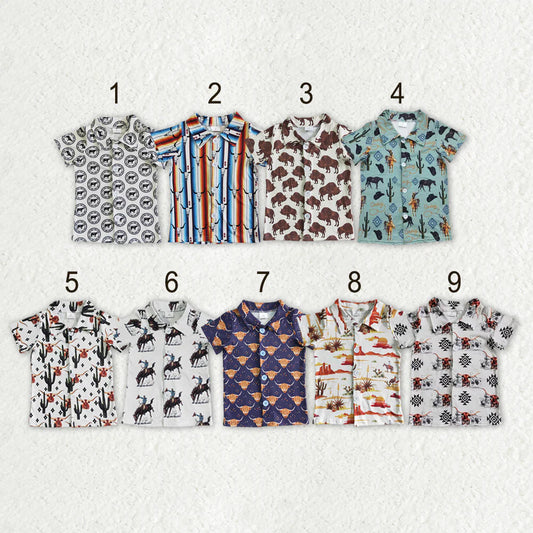 3.18 RST Sibling Baby Boys Summer Short Sleeve Western Button Shirts Top