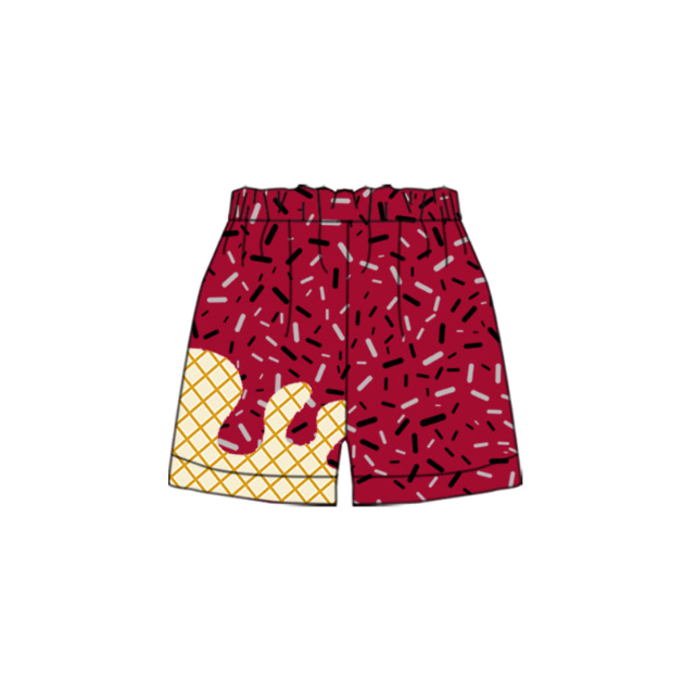 SS0638 Pre order No Moq Baby Boys Dark Red Drip Print Elastic Waist Casual Team Sports Shorts Bottom