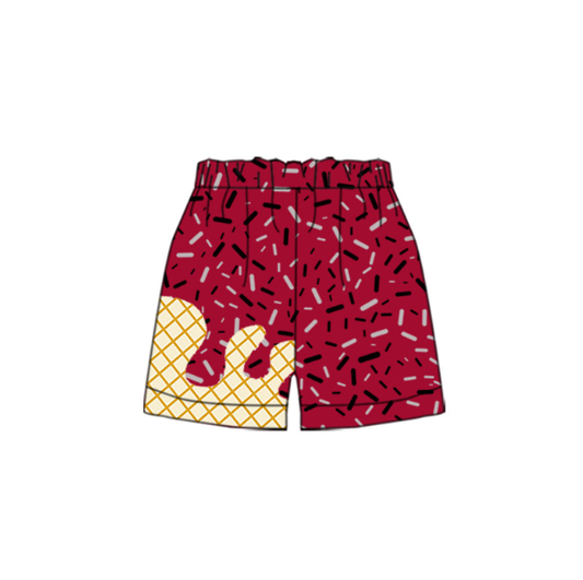 SS0638 Pre order No Moq Baby Boys Dark Red Drip Print Elastic Waist Casual Team Sports Shorts Bottom
