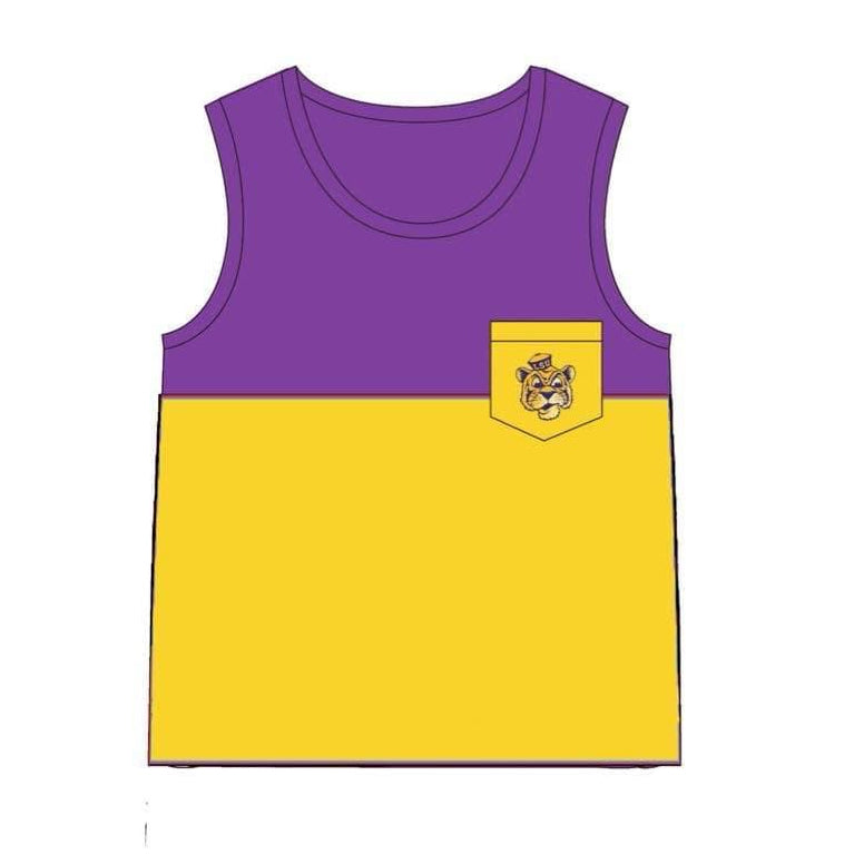 6.03 Custom MOQ 5 Yellow purple lsu team kids clothing