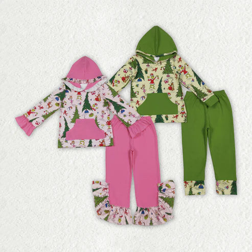 11.8 RTS Sibling Baby Boys Girls Grin Gifts Pocket Hoodies Top Leggings Pants Christmas Clothes Sets