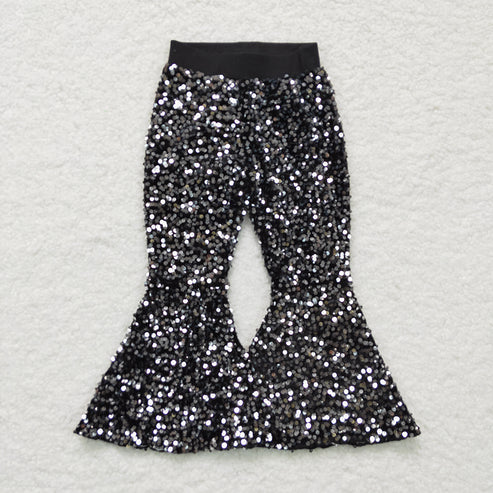 11.8 RTS Sibling Baby Girls Toddler Brithday Party Sequin Glitter Bell Bottom Pants