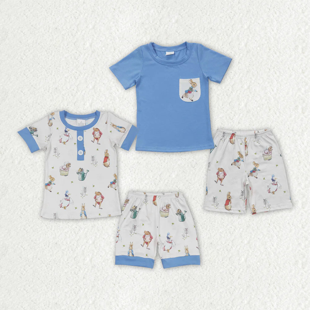 12.25 RTS Sibling Baby Boys Easter Rabbit Tops Shorts Clothes Sets