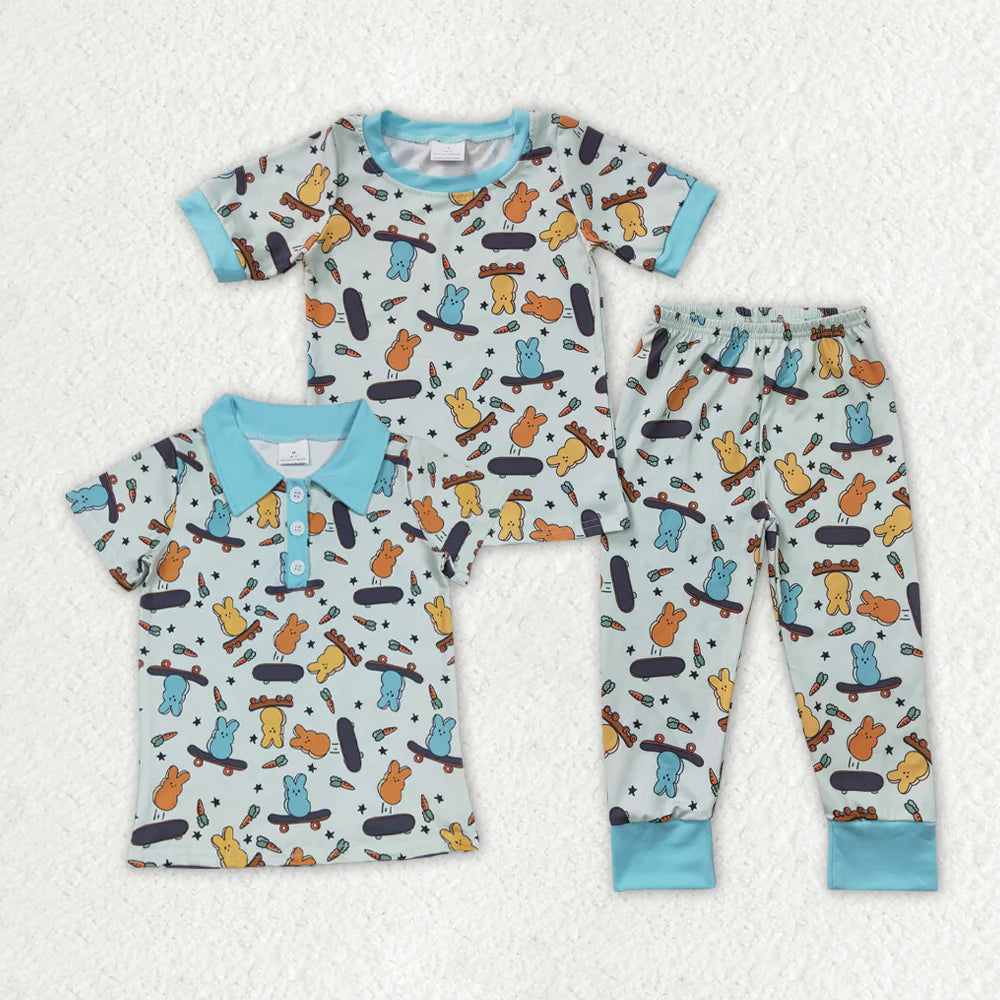 12.26 RTS Sibling Baby Boys Rabbit Easter Shirts Pajamas sets
