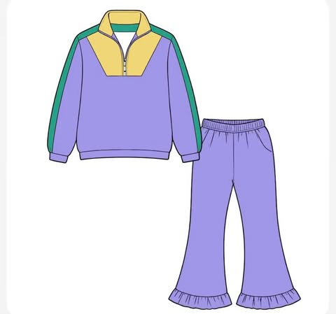 AACNMS01 (Preorder new) No moq   Baby Girls Color‑Block Tracksuit Girls All Over Print Top Skirt