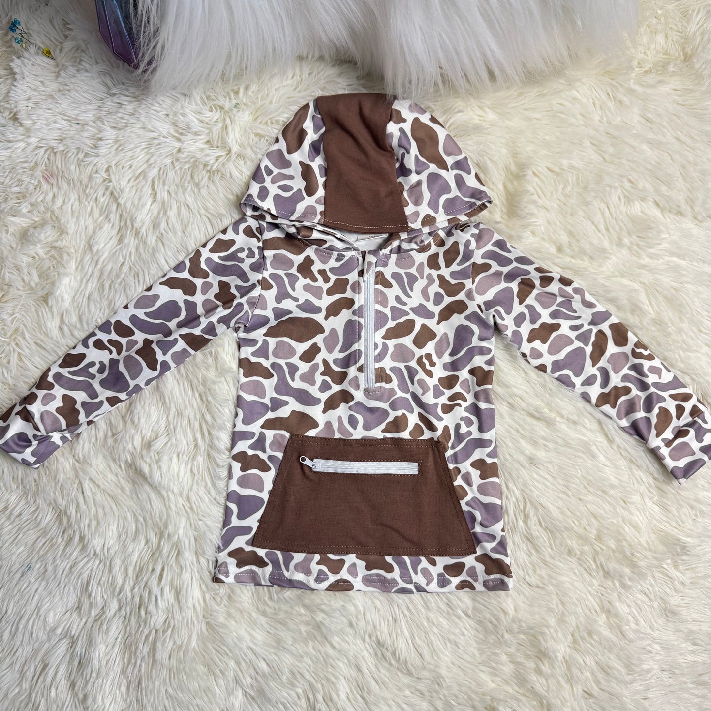 12.26 RST BT1384 Baby Boys Southern Grey Camo Pockets Zipper Hoodie Top