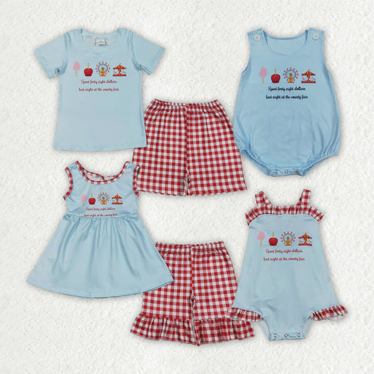 3.20 RTS Sibling Baby Boys Short Sleeve Shirts Top Red Checked Shorts Clothes Set Rompers
