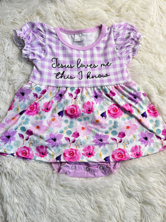 12.10 RST SR3343 Baby Girls Jesus Love Me Floral Tunic Bummies Ruffle Rompers