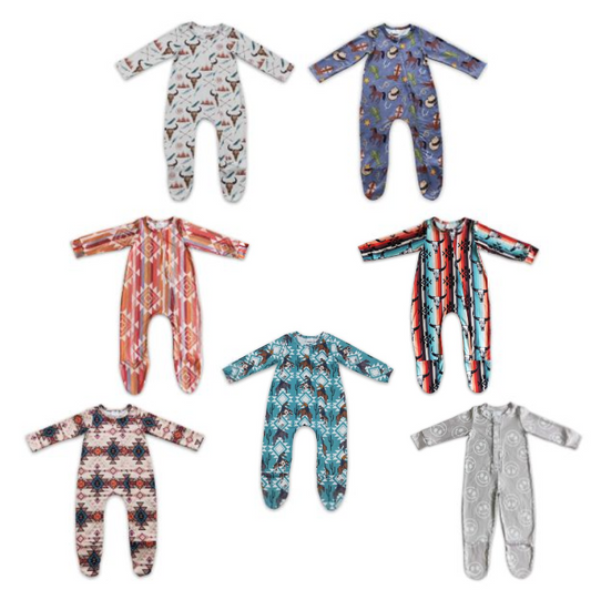 Baby kids geometric diamond-bull head pattern long stockings romper