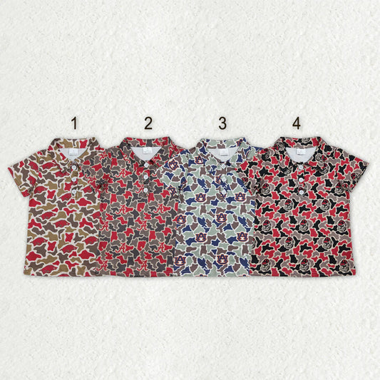 2.11 RST Sibling Baby Boys 4 Colors Short Sleeve Southern Camo Team Button Polo Shirts Top