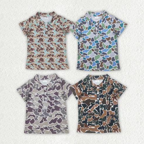 11.28 RST Sibling Baby Boys Short Sleeves Button Camouflage Polo Shirts Tops