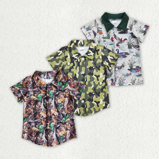 11.15 RST Sibling Baby Boys Camo Ducks Button Up Summer Shirts