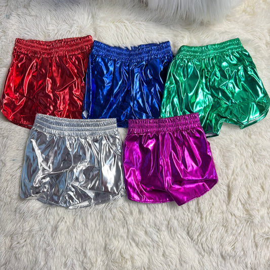 1.7 RST Sibling Baby Girls Pockets Leather Metallic Elastic Bottom Shorts