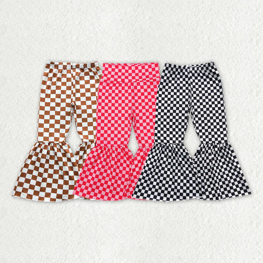 12.26 RTS Sibling Baby Girls 3 Colors Checkered Bell Bottom Pants
