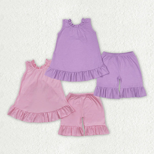 12.1 RTS Sibling Baby Girls Back Bow Tunic Tops Ruffle Shorts Outfits