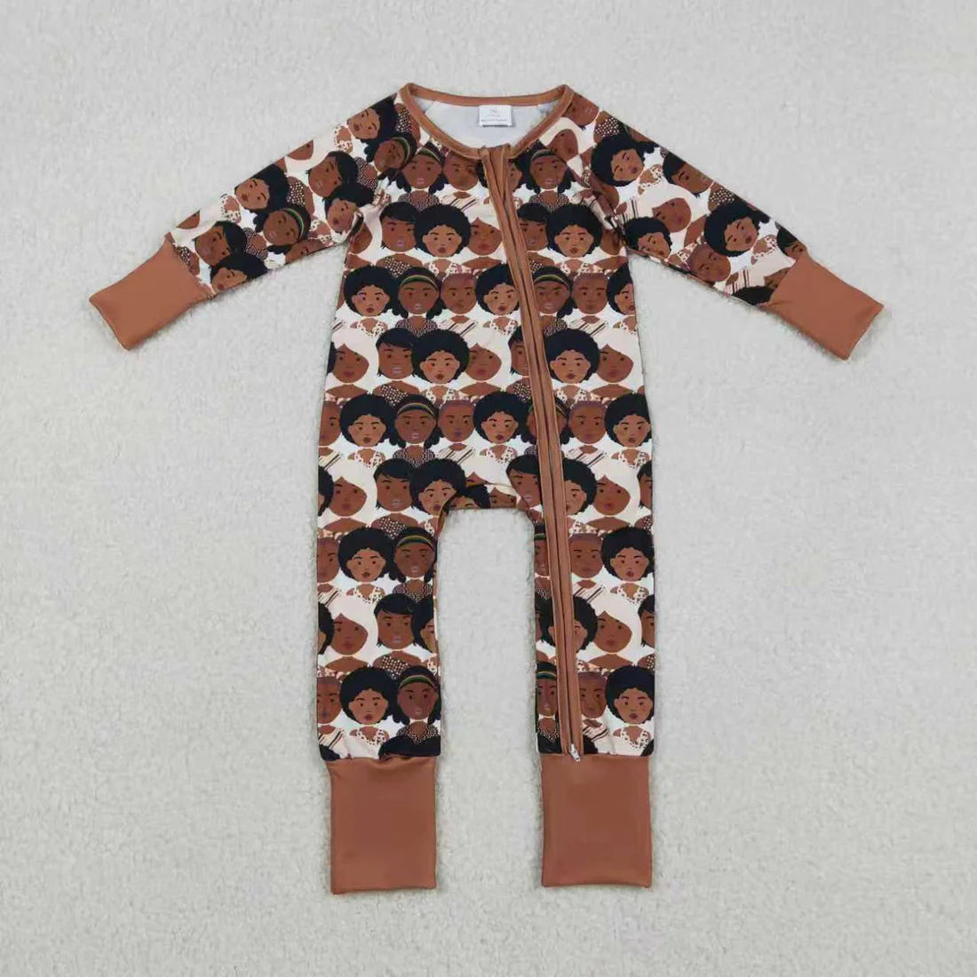 12.2 RTS Sibling Baby Girls Black History Pants Pajamas Set Zipper Convertible Rompers