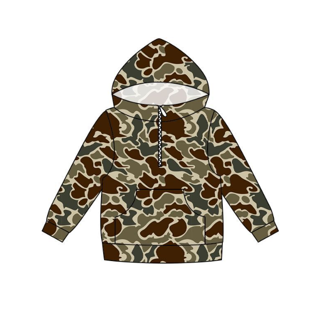BT1854 Pre order No Moq No Moq Boys Fashion Camo Long Sleeve Zipper Pocket Hoodie