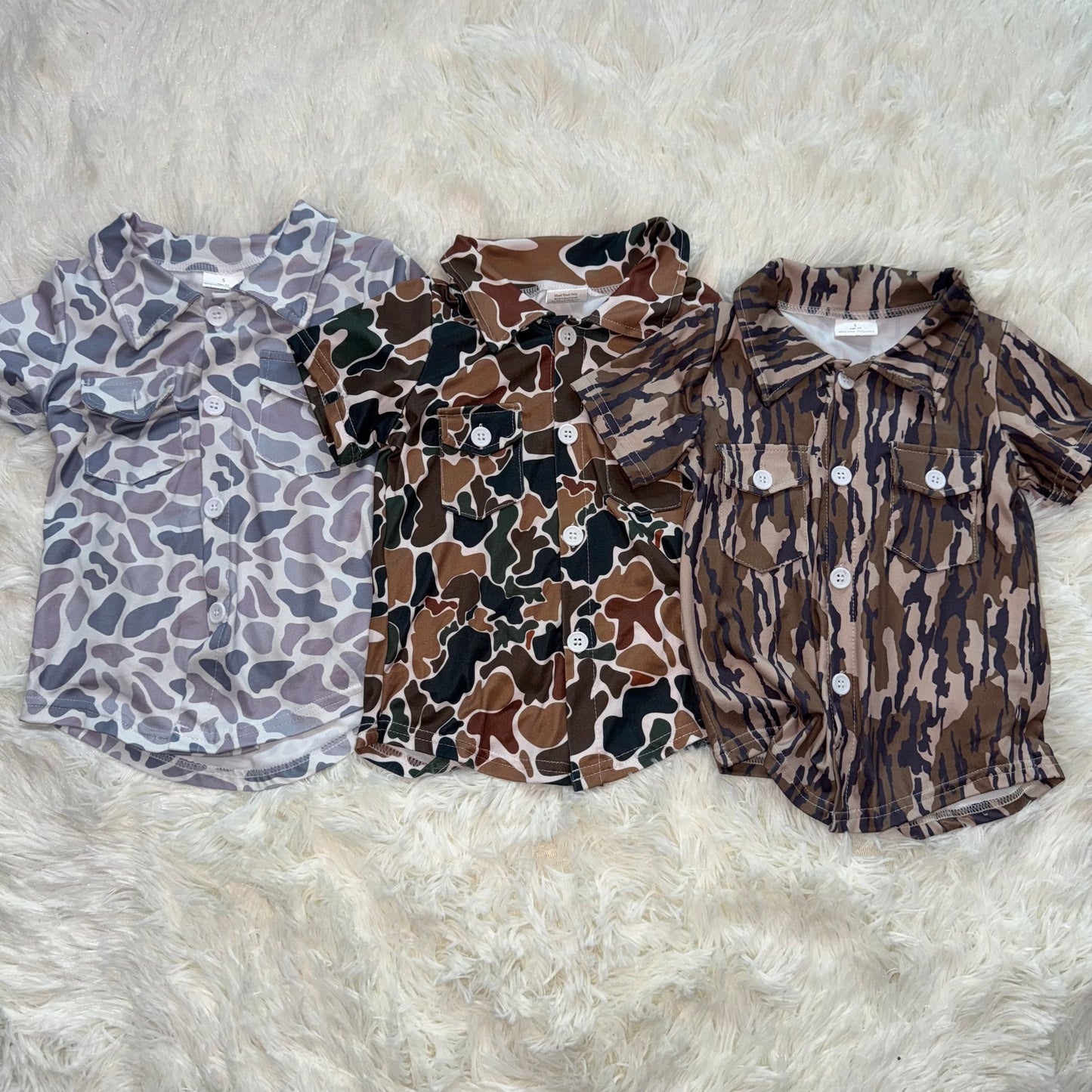 11.6 RST Sibling Baby Boys Western Camo Short Sleeves Button Pockets Shirts Tops