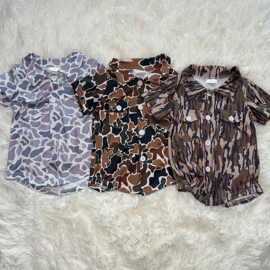 11.6 RST Sibling Baby Boys Western Camo Short Sleeves Button Pockets Shirts Tops