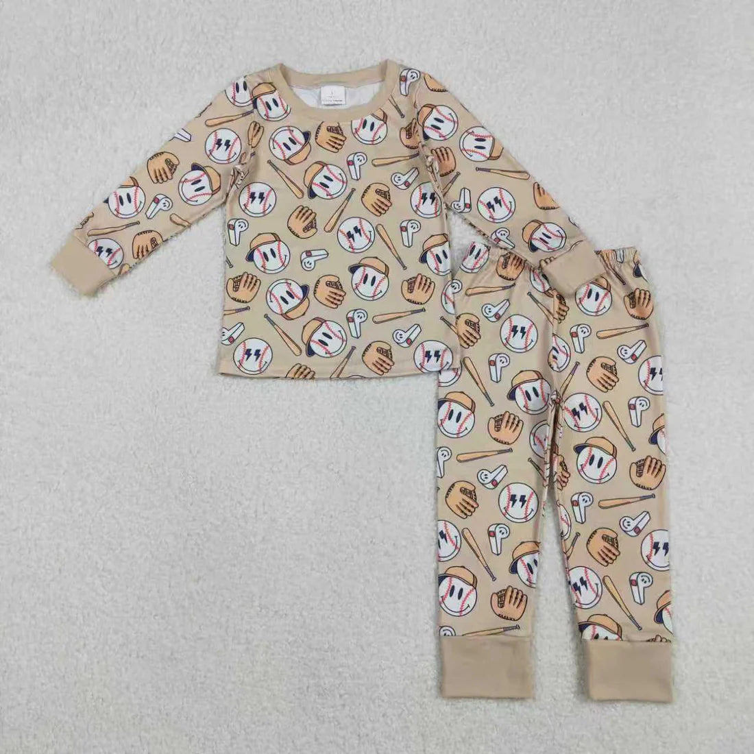 11.12 RTS Sibling Baby Boys Smile Baseballs Top Pant Team Pajamas Sets Zipper Footie Rompers