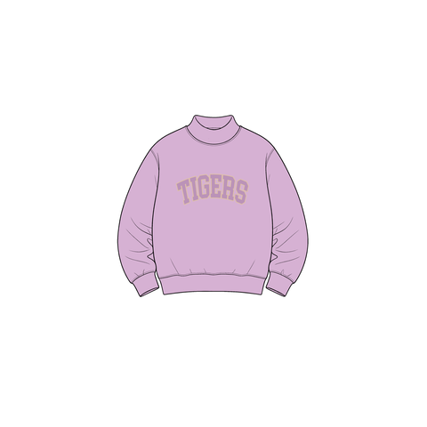 CUSTOM MOQ 5 mix size Kids And Adult Light purple Long Sleeve Crew Neck Casual Top