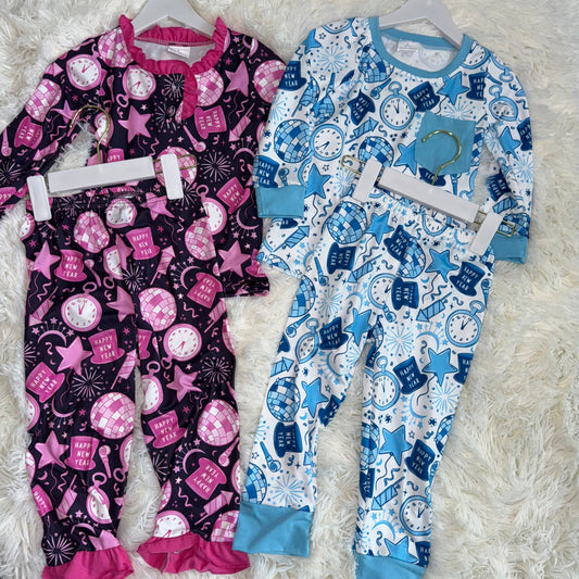 11.11 RST Sibling Baby Boys Girls Happy New Year Pant Pajamas Sets