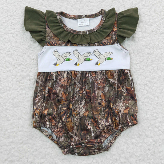 USA Warehouse (IN STOCK) SR0358 Baby Girls Summer Romper Baby Girls Camo Duck Rompers
