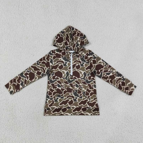 RTS Sibling milk silk Sibling Adult To Match Kids Long Sleeve Dark Khaki Camo Print Zip Pocket Hoodies Tops Casual Tops