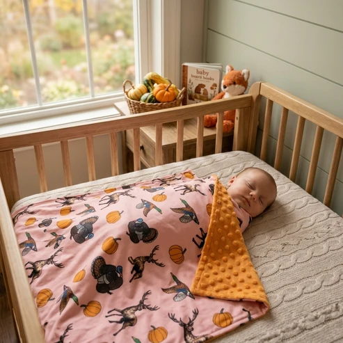 RTS NO MOQ （In stock）Blankets BL0293 Baby Girls Pumpkin Ducks Deer Turkey Thanksgivings Blankets