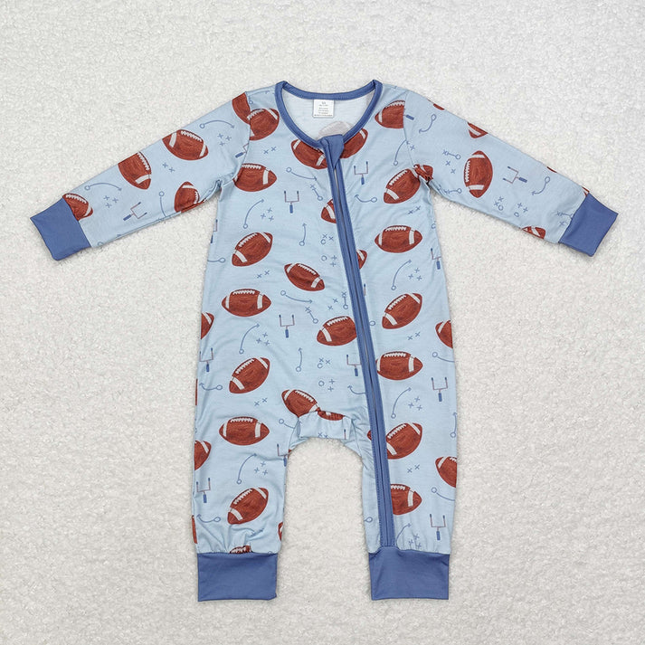 Baby Infant Toddler Football Zip Bamboo Rompers