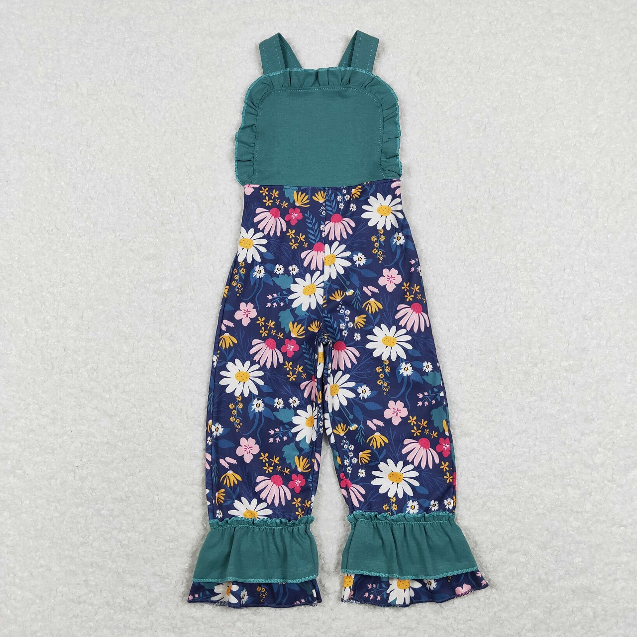 Petal hem overalls: small floral print & leopard print