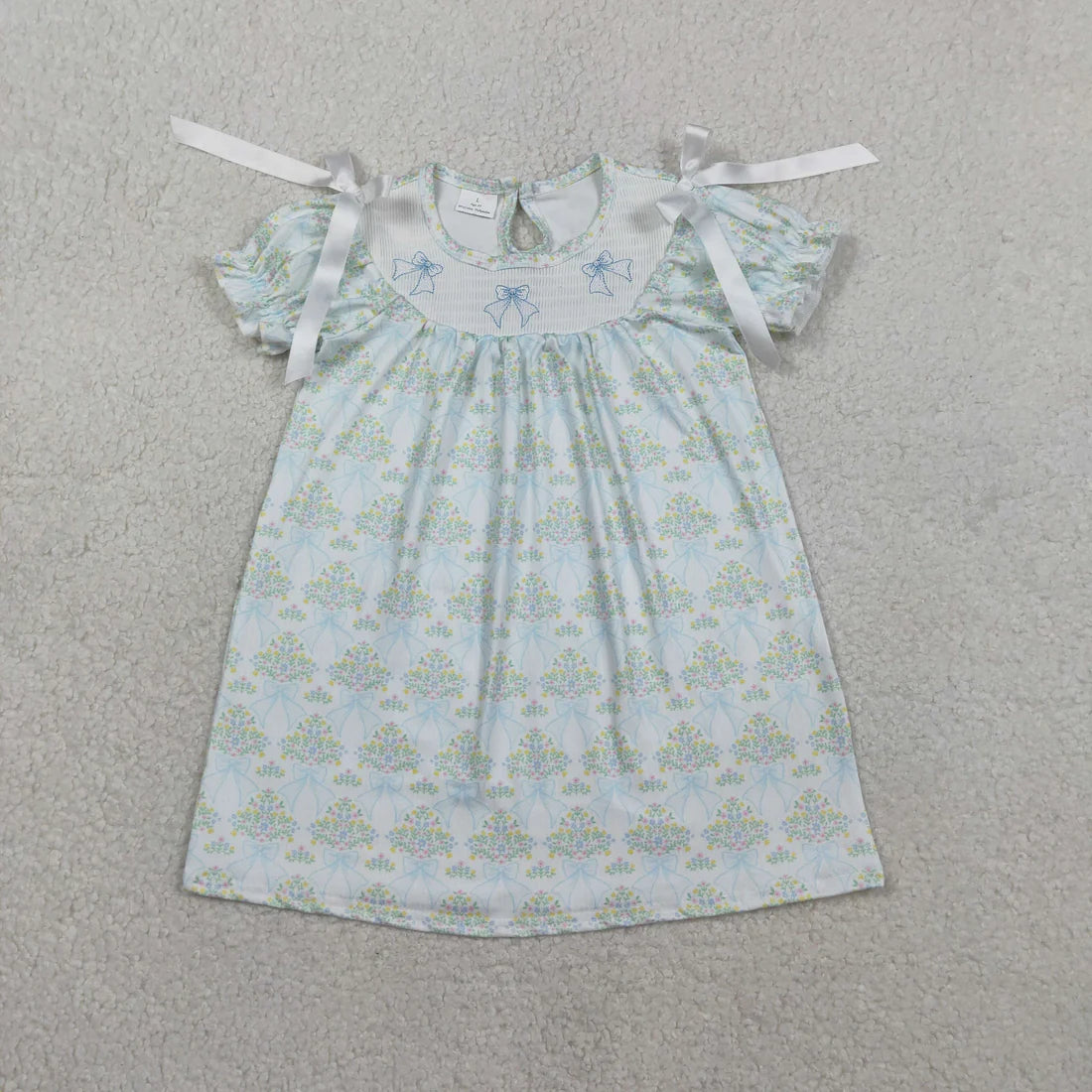 2.3 RTS Sibling Smocked Bows Flower Checked Knee Length Dress Ruffle Rompers