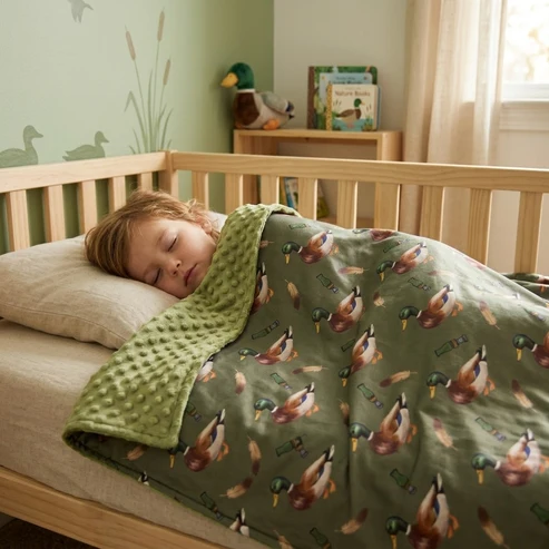 RTS NO MOQ （In stock）Blankets BL0287 Baby Boys Green Ducks Calls Hunting Blankets