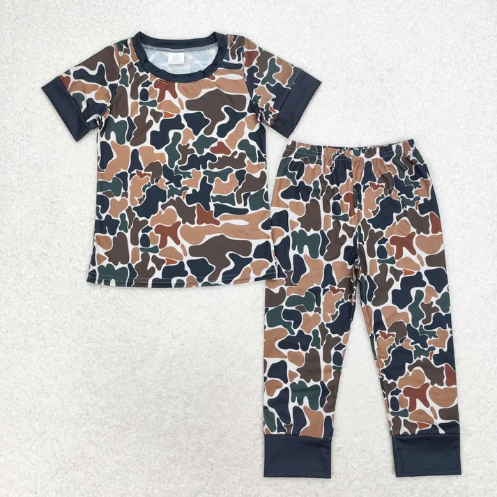Baby Boys Dark Camouflage Short Sleeve Pants Set
