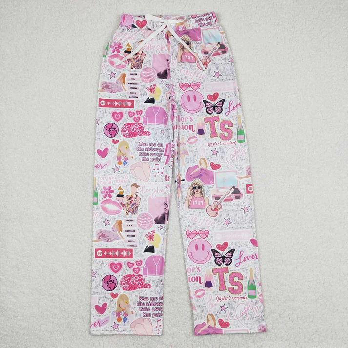 Adults women European and American singers printed straight trousers