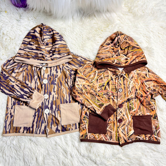 12.18 RST Sibling Baby Boys Southern Camo Pockets Button Hoodies Jackets Top