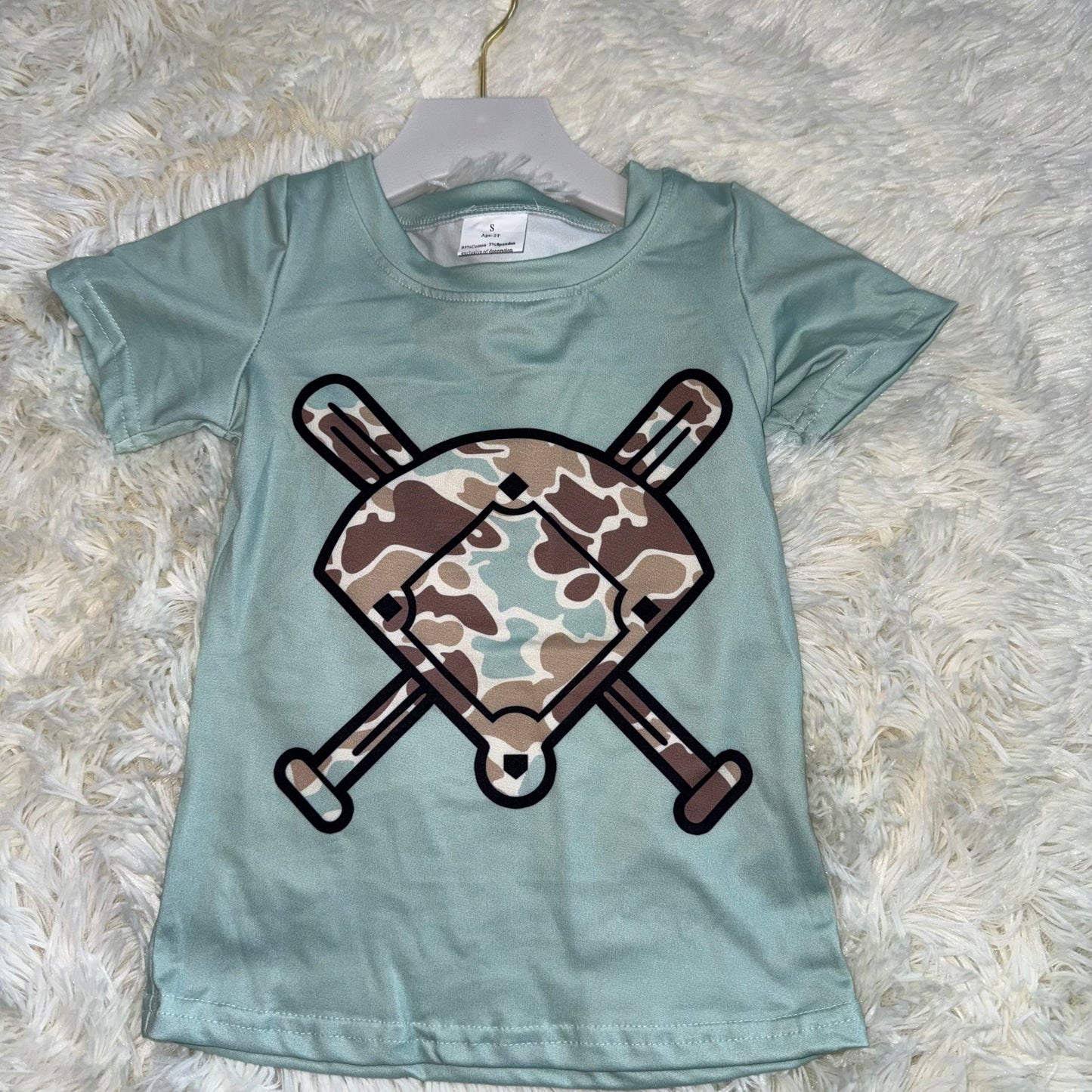 11.18 RST BT1422 Baby Boys Short Sleeve Camo Baseballs Team T-shirts Top
