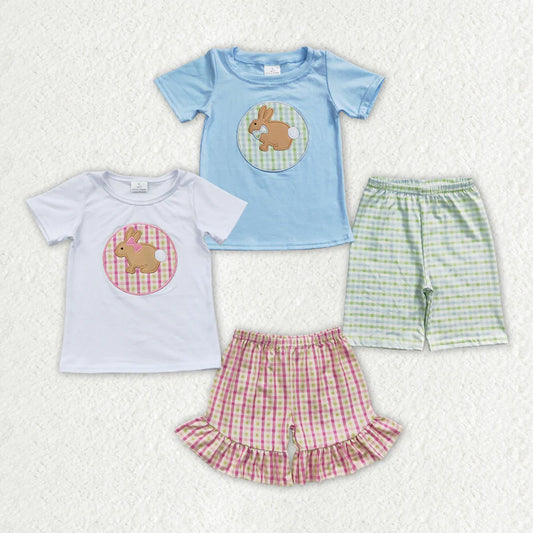 2.10 RTS Sibling Boys Baby Girls Summer Easter Rabbit Shorts Sets