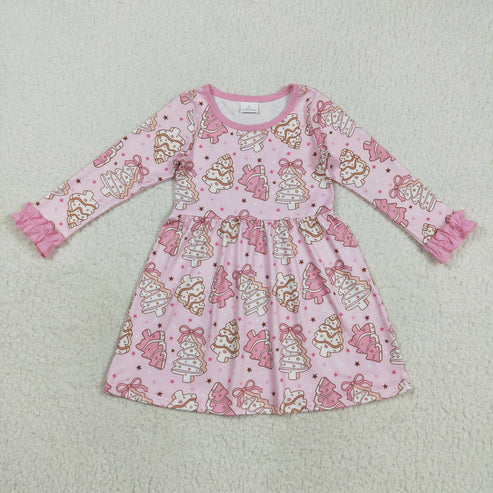 9.20 RTS Sibling Baby Girls Pink Bows Stripe Trees Christmas Clothes Sets Rompers Knee Length Dresses