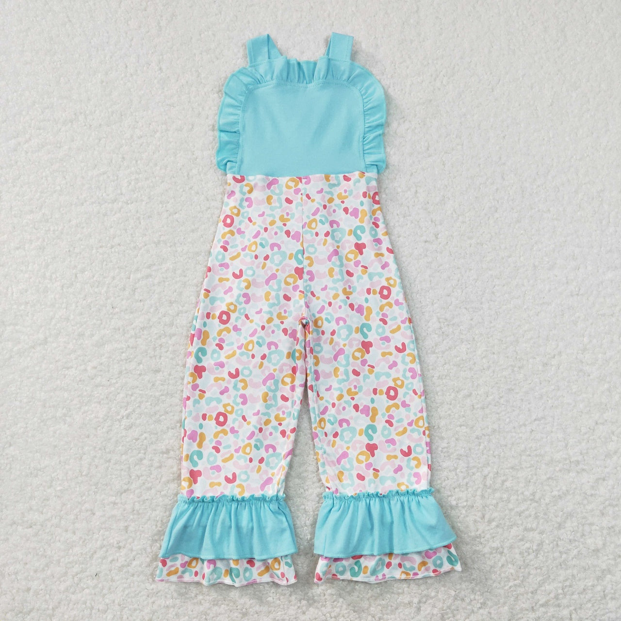 Petal hem overalls: small floral print & leopard print