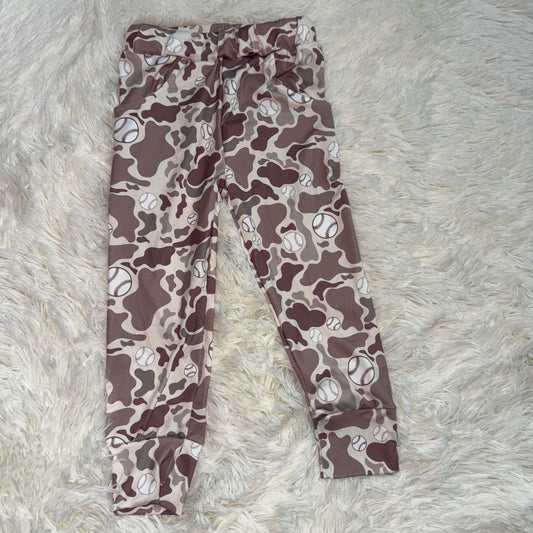 11.4 RST P0875 Baby Boys Khaki Camo Baseballs Team Pockets Leggings Pant Bottom