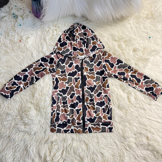 12.27 RST BT1382 Baby Boys Southern Dark Brown Camo Pockets Zipper Hoodie Jackets Top