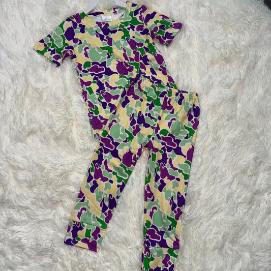 10.30 RST BSPO0584 Baby Boys Mardigras Camo Short Sleeve Pant Pajamas Sets
