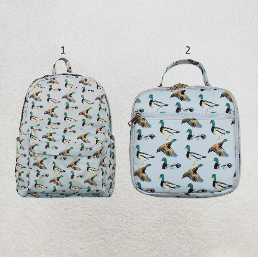 RTS NO MOQ Sibling Baby Kids Ducks Hunting Print Backpacks Bags Boxes
