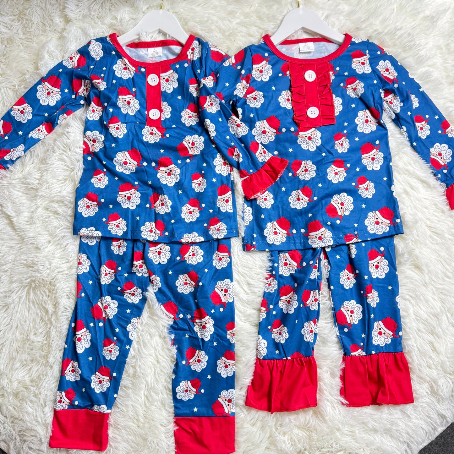 12.4 RST Baby Girls Christmas Santa Sibling Boys Bamboo Pajamas Clothes Sets