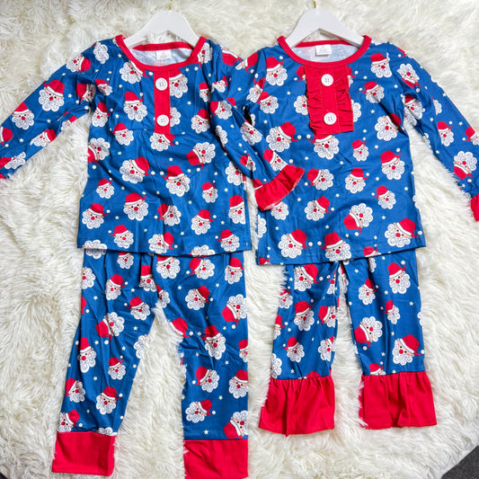 12.4 RST Baby Girls Christmas Santa Sibling Boys Bamboo Pajamas Clothes Sets