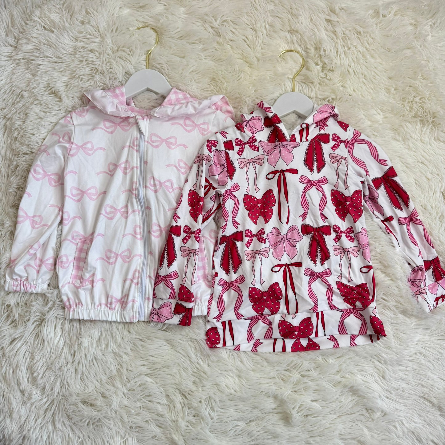 11.28 RST Sibling Baby Girls Bows Long Sleeves Zipping Hoodies Top